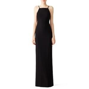 Elizabeth and James Women's Black Elana Square Neckline Zip Up Gown Size 2